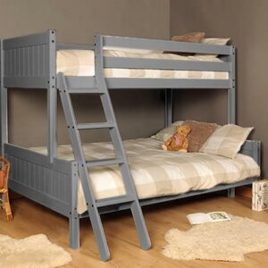 3ft 4ft Triple wooden Bunk Bed kids in Grey With Mattress Option