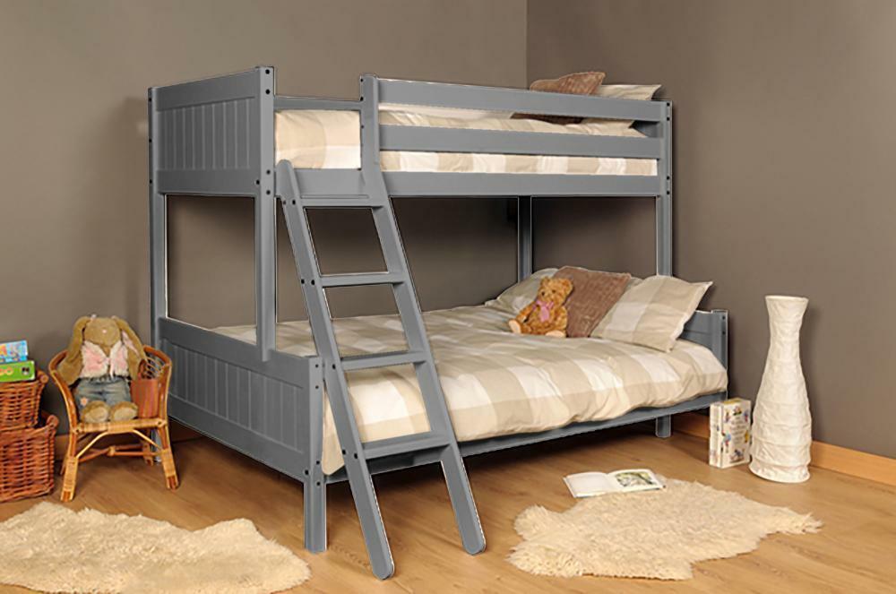 3ft 4ft Triple wooden Bunk Bed kids in Grey With Mattress Option