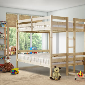 Moon 4ft 6 Double Solid Pine Bunk Bed with End Ladder (EB76)