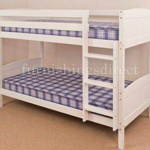 3FT SINGLE, 2FT6 SHORTY WHITE, ANTIQUE, NATURAL PINE BUNK BED + MATTRESS OPTIONS