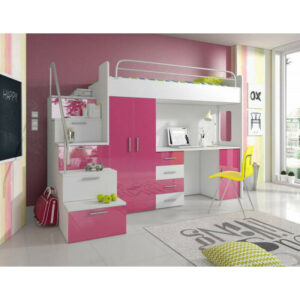 High Bed PARADISE 4S Desk Wardrobe Kids & Teenage Sleeper 7 Colour 