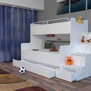 MODERN BEDROOM KIDS YOUTH DOUBLE TRIPLE BUNK BED STORAGE MATTRESSES BOY GIRL