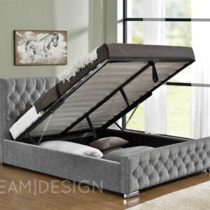 Ottoman Storage Upholstered Bed Frame Double King Size Mattress Velvet Chenille
