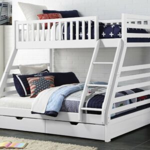 Maine Triple Sleeper Bunk Bed Frame Solid Wood 2 Storage Drawers Various Colours