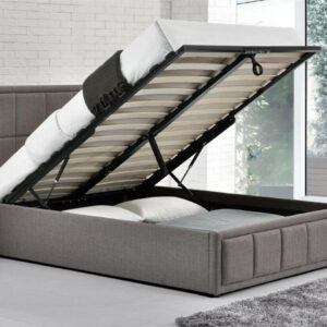 Fabric Ottoman Bed, Hannover Grey Storage Bed with 3 Size and 4 Mattress Options