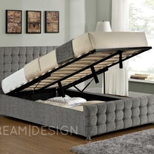 Ottoman Storage Bed Velvet Chenille Fabric Double King Size Various Colours NEW