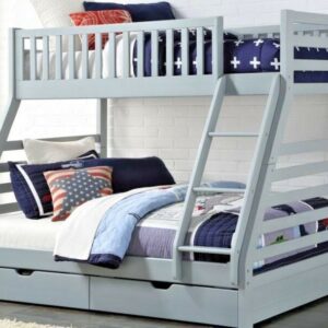 LAVISH SWEET DREAMS STATES GREY OR WHITE WOODEN TRIPLE SLEEPER BUNK BED FRAME 