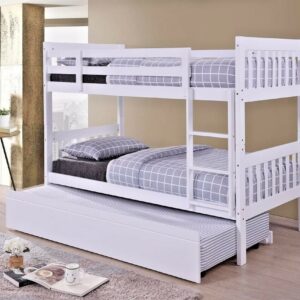 LAVISH LYDIA SOLID WOODEN 3'FT SINGLE BUNK BED IN OAK AND WHITE FINISH +TRUNDLE 