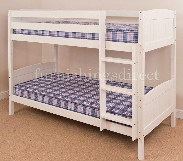2FT6 SHORTY WHITE BUNK BED CLASSIC CONTEMPORARY SPLITS INTO 2 SINGLE BEDS