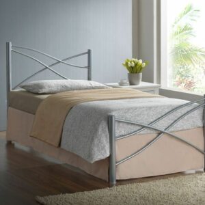 3ft Single Modern Metal Bed Frame in Silver, White or Pink with Mattress Options