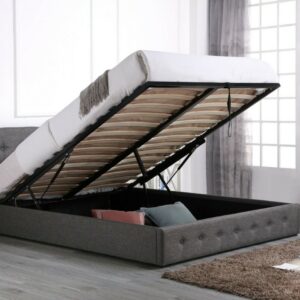 GREY FABRIC OTTOMAN BED 4FT 4FT6 5FT 6FT GAS LIFT LOW END STYLE MATTRESS OPTION