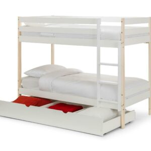 Julian Bowen Nova 3ft Single Children's Scandi Bunk Trundle Bed White & Oak