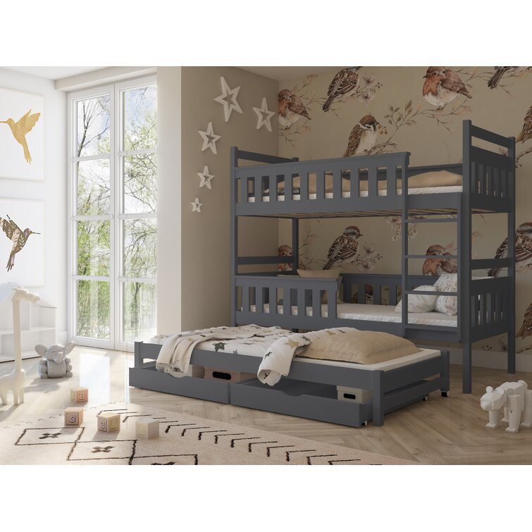 Areli Single Triple Sleeper Bunk Bed with Trundle