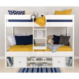 European Single Bunk Bed with Drawers and Shelves