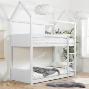 Home White Wooden Bunk Bed Frame