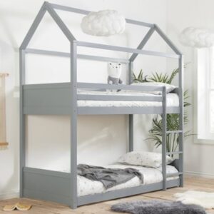 Home Grey Wooden Bunk Bed Frame