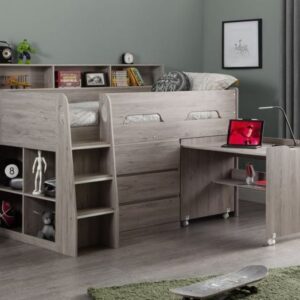 Jupiter Grey Oak Wooden Mid Sleeper Cabin Bed