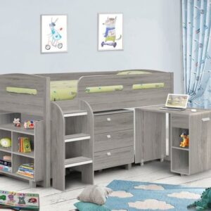 Kimbo Grey Oak Mid Sleeper Cabin Bed Frame - 3ft Single
