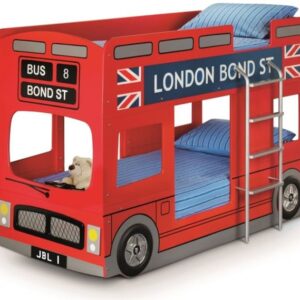 London Bus Red Wooden Kids Theme Bunk Bed