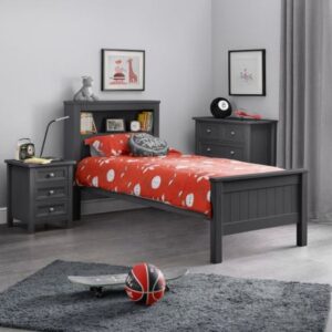 Maine Anthracite Wooden Bookcase Bed