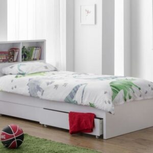 Manhattan Gloss White Wooden 2 Drawer Storage Bookcase Bed