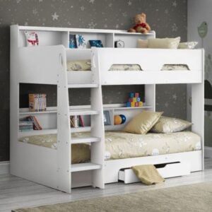 Orion White Wooden Storage Bunk Bed Frame Only - 3ft Single