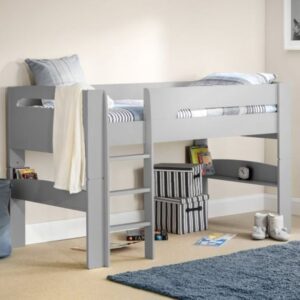 Pluto Dove Grey Wooden Mid Sleeper Frame - 3ft Single